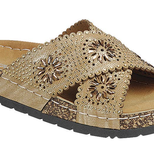 Mars Sky Shoes Wholesale - Wholesale Sandals - Women's - Forever GROVE-W3 Women Rhinestone Crisscross Band Cork Sole Flat Sandals-18 Pairs Pack-10.85/Pair1