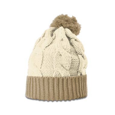 Mad River - Wholesale Beanie - Unisex - Custom Sewn Patch Chunk Twist Pom Knit Beanie R141