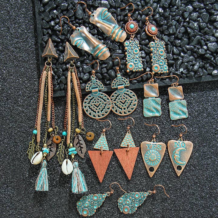 Vintage Geometric Earrings Set Bohemian Style for wholesale by Halcyon Outfitters®