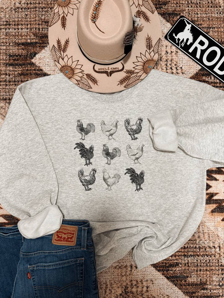 Chicken Crewneck for wholesale by Hides and Kinds