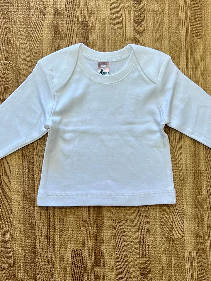 White Long Sleeve Envelope Neck Unisex Infant T-Shirt for wholesale by Caught Ya Lookin'