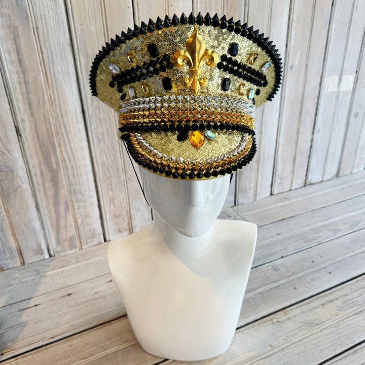 Nola Mercantile - Wholesale Hat Accessory - Women's - Black & Gold Conductor Hat1