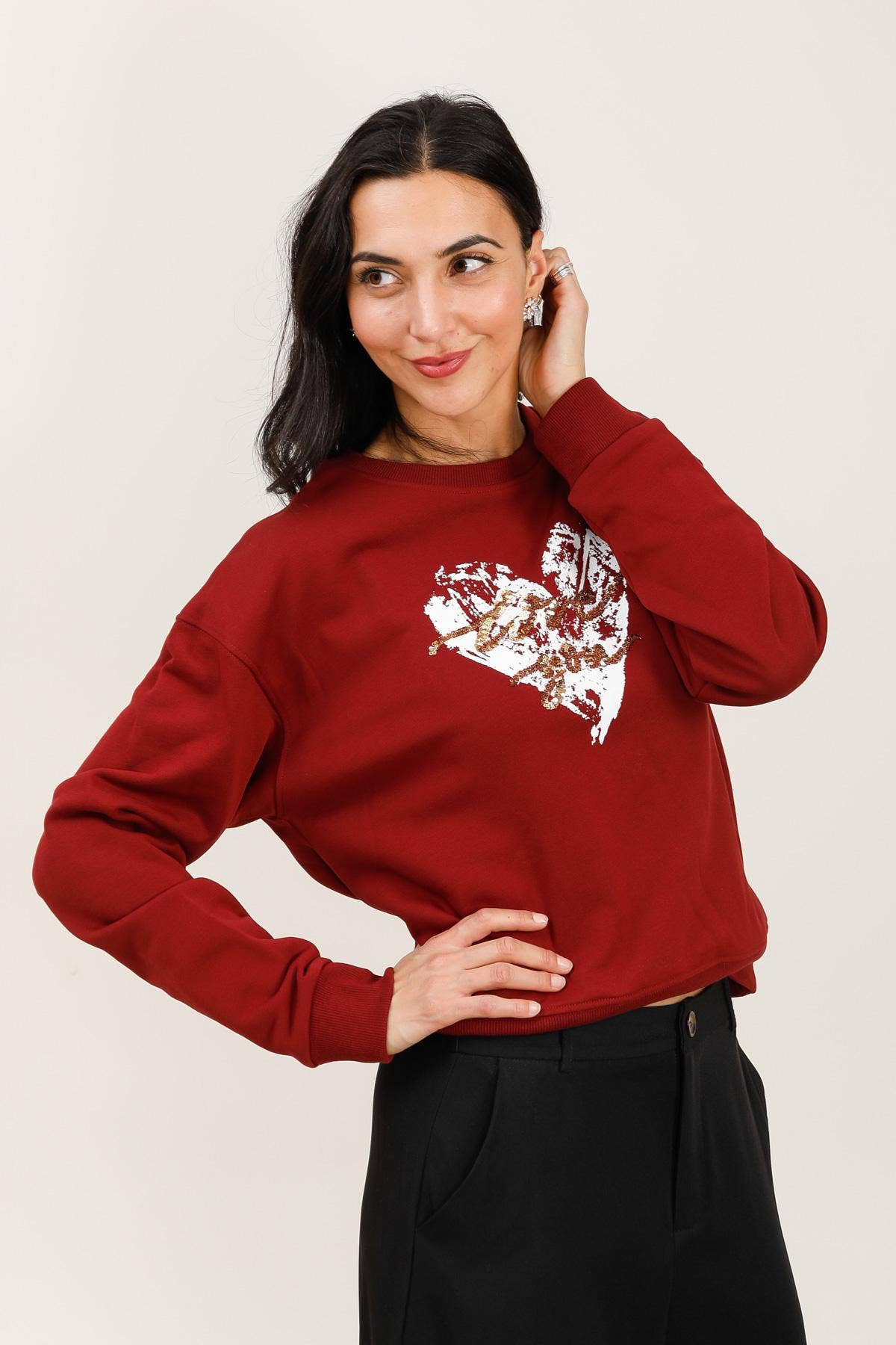Attrait Paris – wholesale Graphic sweatshirt – Women’s – Crew neck sweatshirt, heart0
