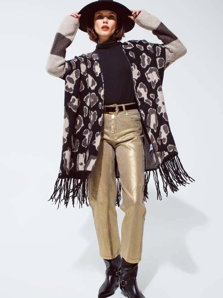 Beige Guld metallic straight leg jeans for engroshandel på Faire3