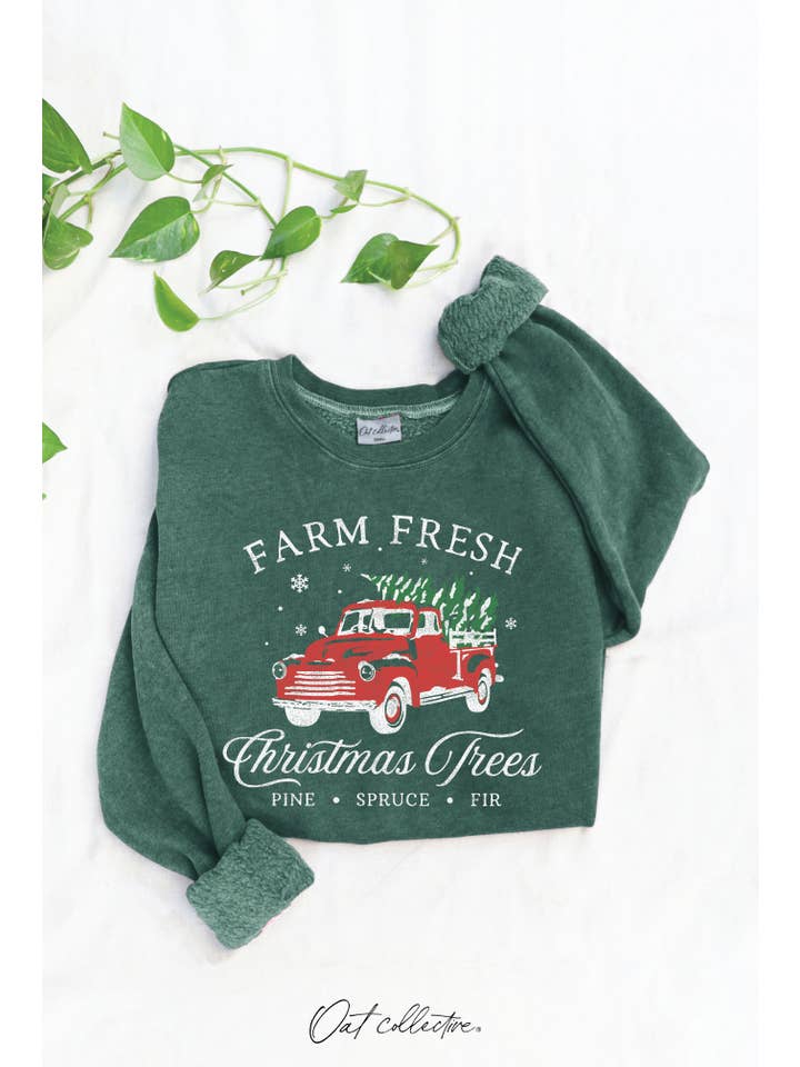 OAT COLLECTIVE - Wholesale Graphic Sweatshirt - Women's - FARM FRESH CHRISTMAS Mineral Graphic Sweatshirt