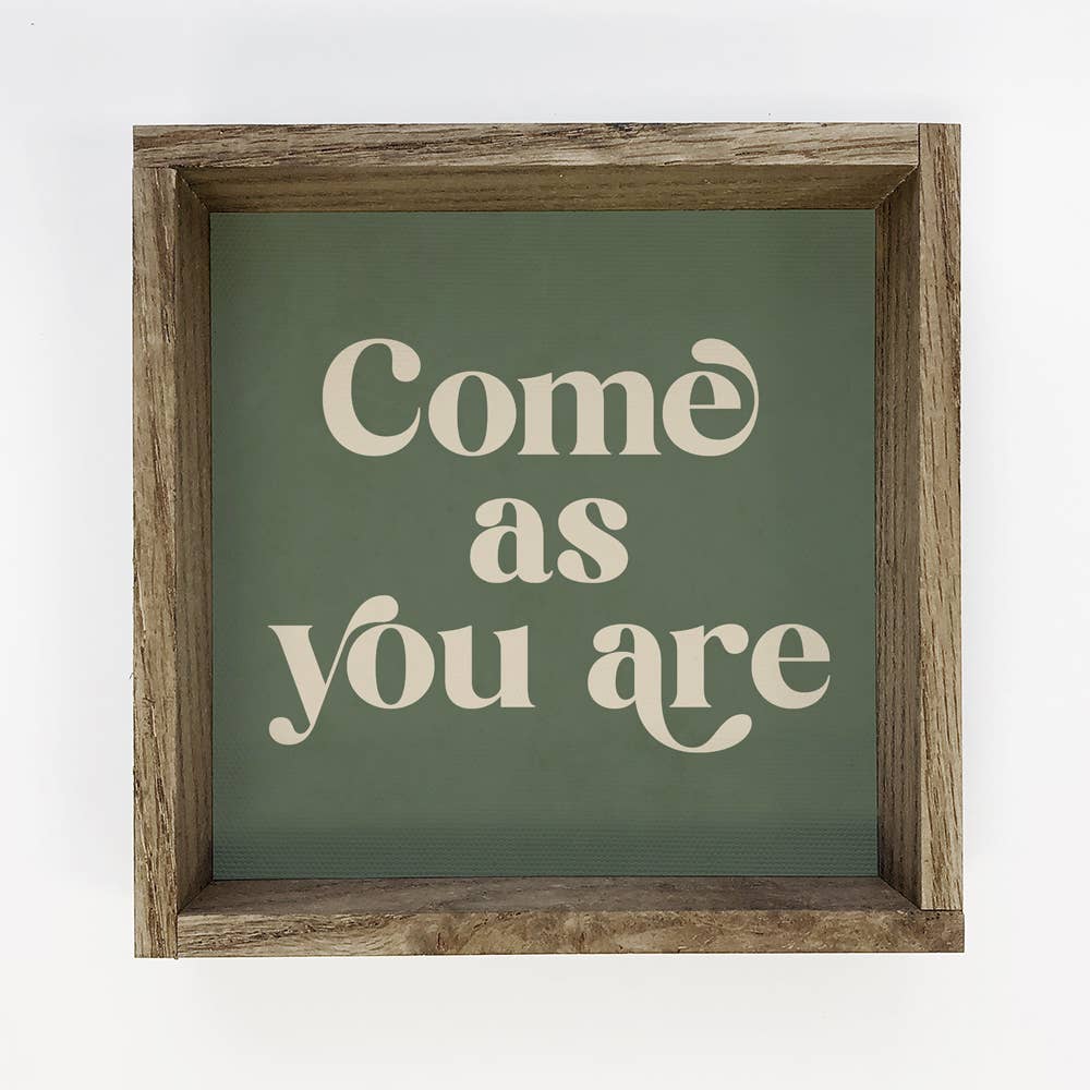 Hangout Home - Wholesale Sign - Quote Come As You Are - Word Art Wall Decor - Wood Framed0