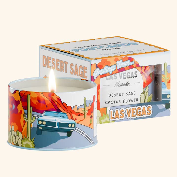 Postcards - Wholesale Jar/Filled Candle - Las Vegas Desert | Travel Scented Candle