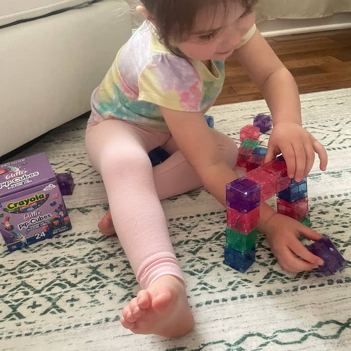 CreateOn - Wholesale Building Set - Kids - Crayola Glitter PIP Magnetic Cubes 24pc6