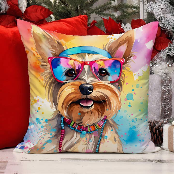 Yorkshire Terrier Hippie Dawg Pillow 18x18 DAC2578 for wholesale by Caroline's Treasures