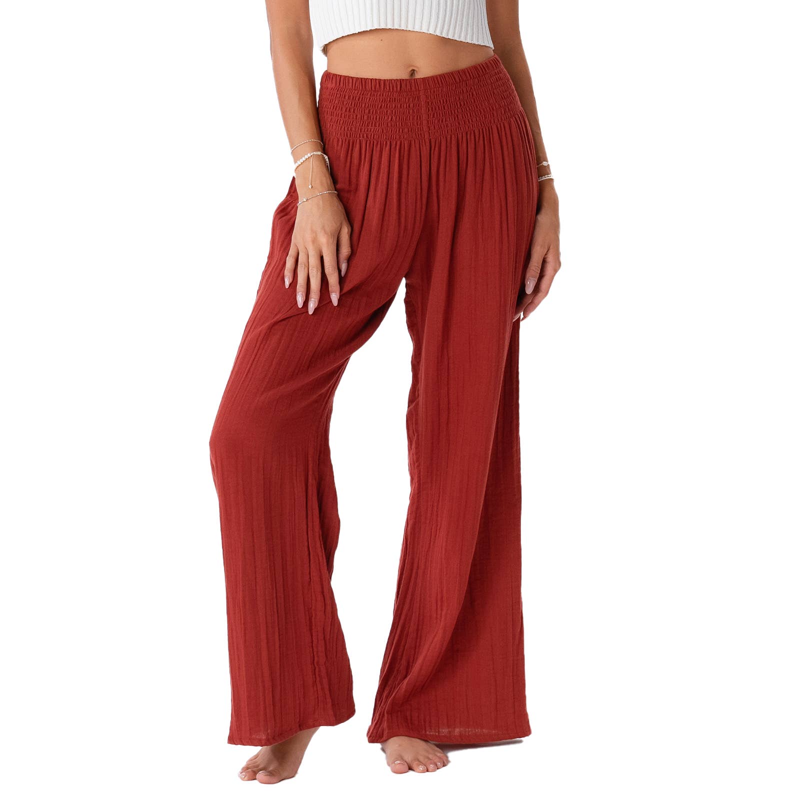 Lotus and Luna - Wholesale Pants - Women's - Seaside Spice Wide Leg Cotton Pants