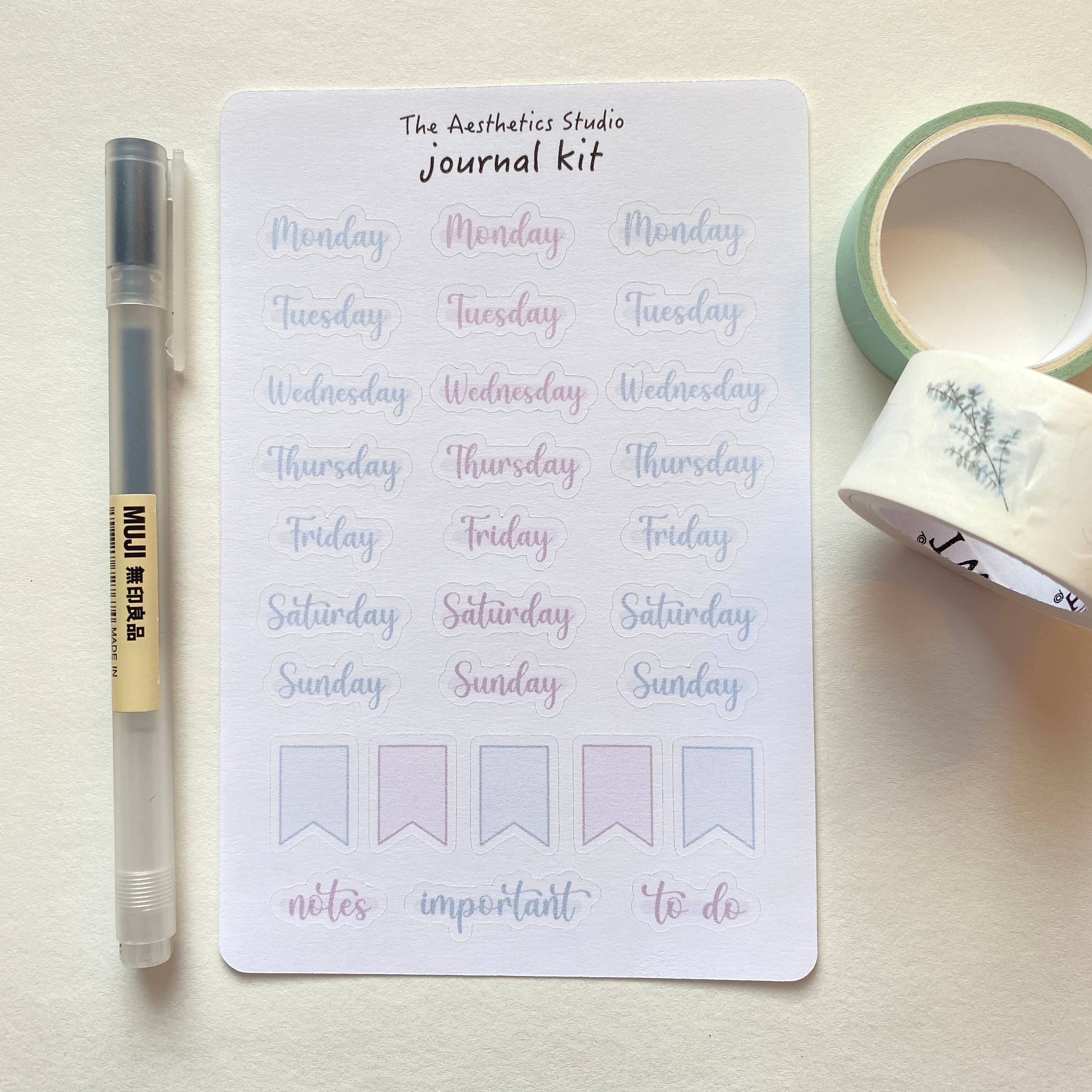 The Aesthetics Studio - Wholesale Sticker - Bullet Journal Kit Sticker Sheet1