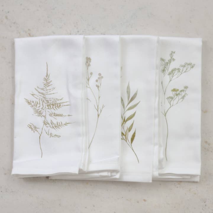 Serviettes en tissu à motif de feuilles botaniques | Lot de 4 pour la vente par White Gables Home