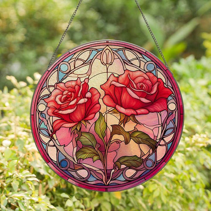 Håndlavet glasmosaik rose solfanger, en romantisk valentinsgave for engroshandel hos TMLECOM LTD