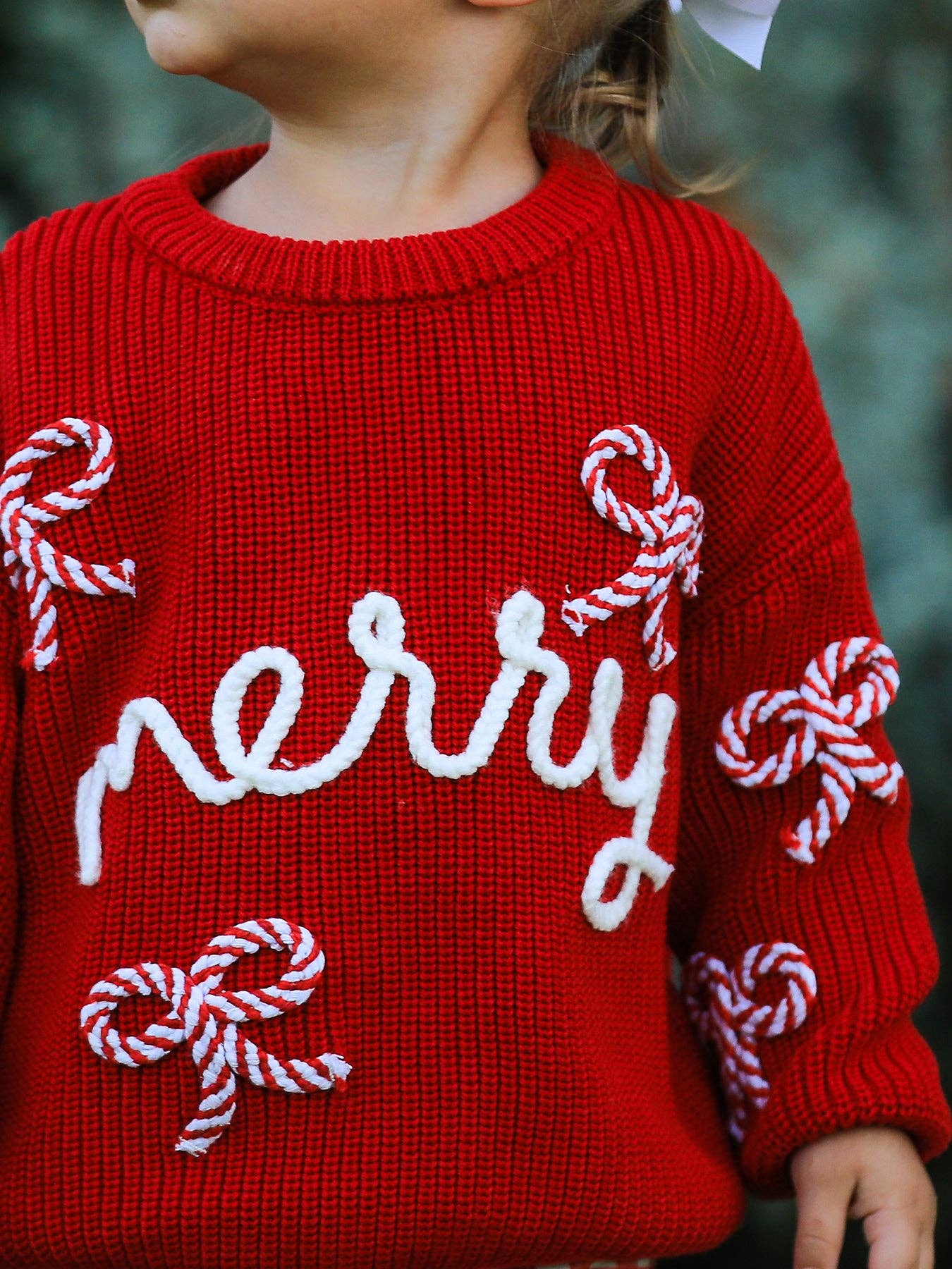 Rylee Faith Designs - Wholesale Knit Sweater - Kids - Mom and Me Winter Christmas Red "merry" Pullover Sweater5