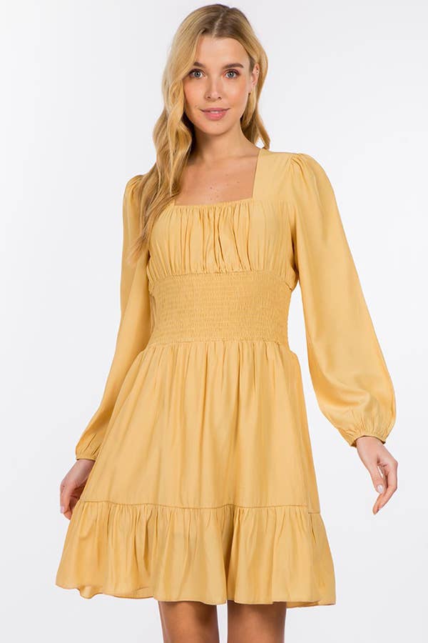 Hesperus - Wholesale Dress - Women's - Smocked Waist Square Neck Dress0