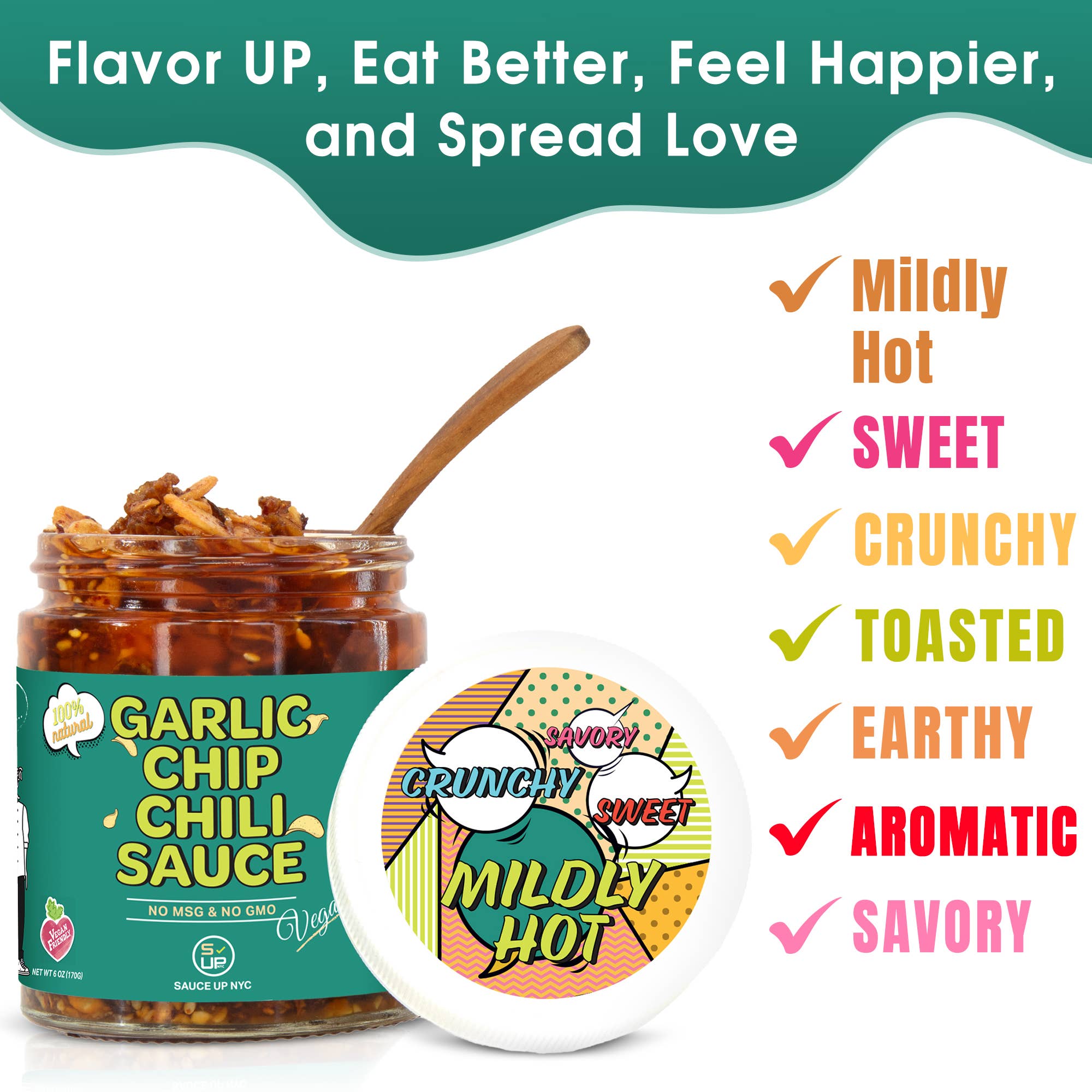 SAUCE UP NEW YORK - Wholesale Sauce - 100% All-Natural Vegan Garlic Chip Chili Sauce - Topping!2