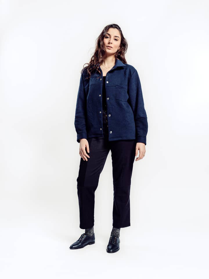 Camisa sobreposta azul Basis por atacado de LOSANJE