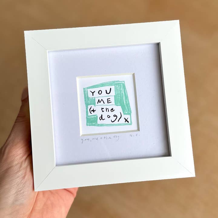 'You, Me (+ The Dog)' Signed Mini Art Print for wholesale by Natalie Cass Art