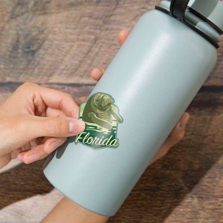 Lantern Press - Wholesale Sticker - STICKER Florida, Manatee in Water