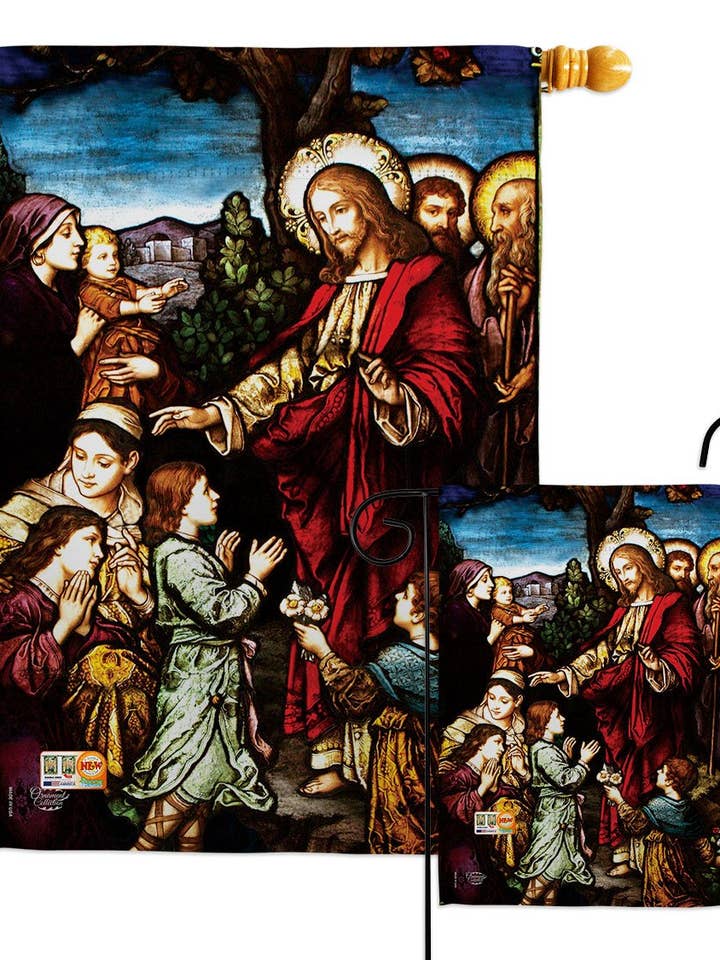 Bandiera decorativa fede religiosa Gesù benedice i bambini per la vendita all'ingrosso da parte di Two Group Flag Co