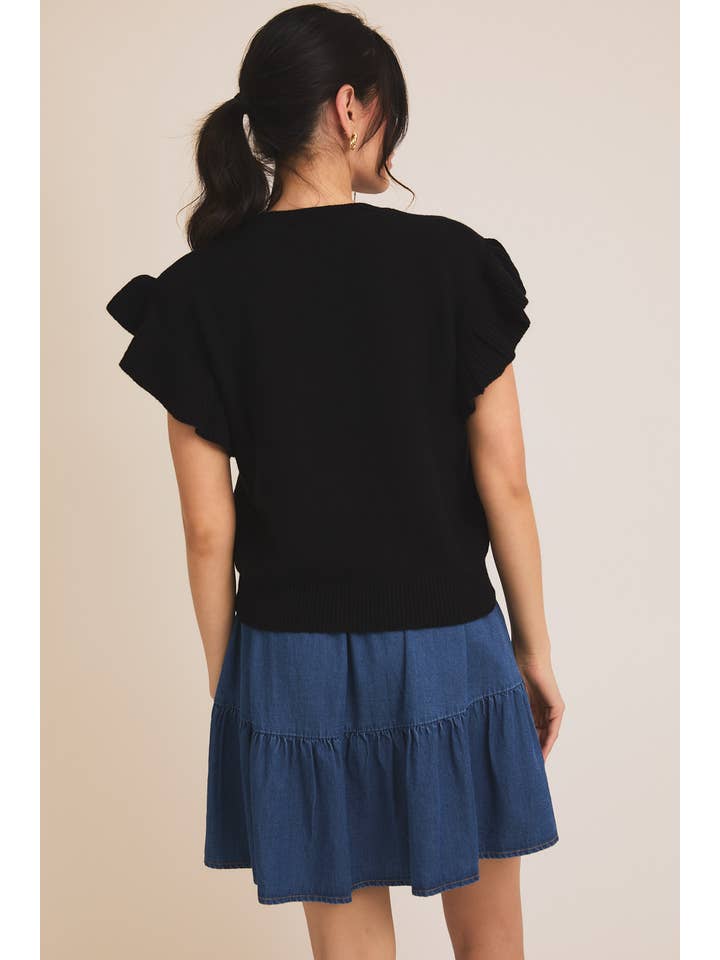 GILLI - Wholesale Knit Top - Women's - RUFFLE SLEEVE KNIT TOP
