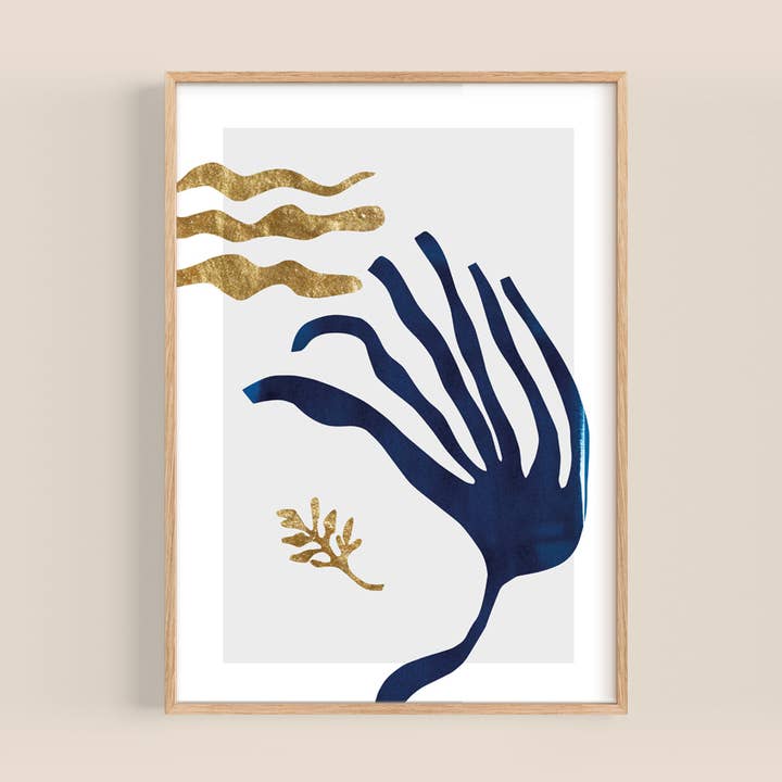 Coastal Blue and Gold Art Print | Shoreline No.1 for wholesale by Paper Birch