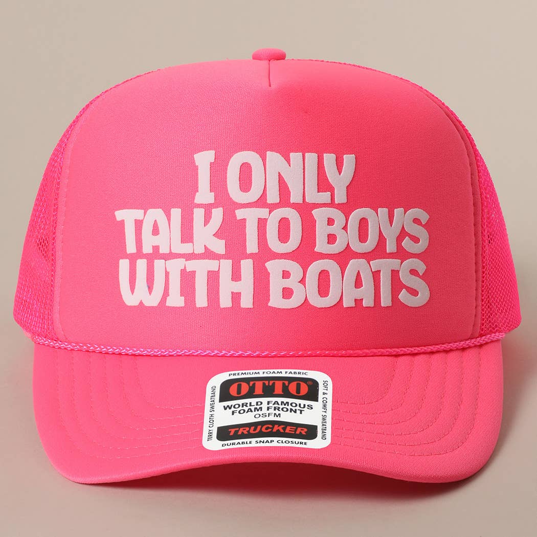 Fashion City - Vente Casquette de camionneur – femme - Je ne parle qu'aux garçons avec des bateaux Casquette à filet arrière avec texte32