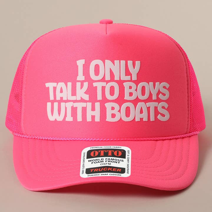 Fashion City - Vente Casquette de camionneur – femme - Je ne parle qu'aux garçons avec des bateaux Casquette à filet arrière avec texte32