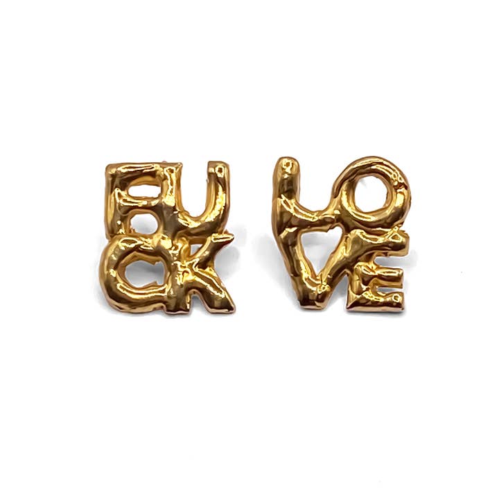 Orecchini FUCK/LOVE per la vendita all'ingrosso da parte di MOCA Jewellery