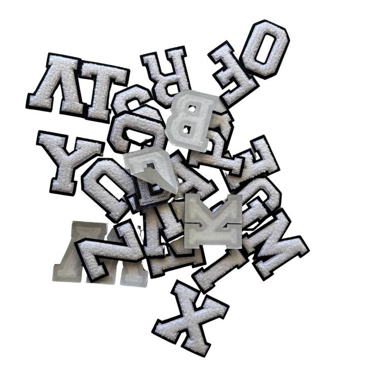 Patch Points - Wholesale Patch - White & Black Varsity Letter Sticker & Iron On3