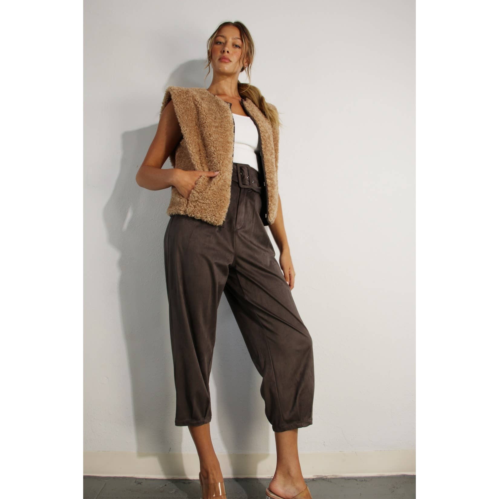 BROWN SUEDE PANTS for wholesale on Faire5