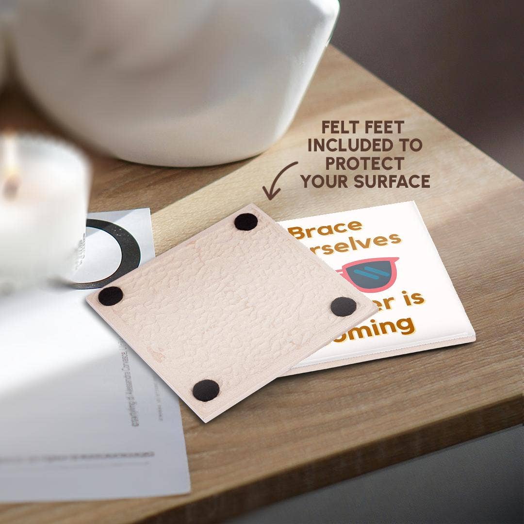 3dRose - Wholesale Coasters - 3dRose, Image of a Sunglasses with Text of Brace yourselves summer is coming, Coaster3