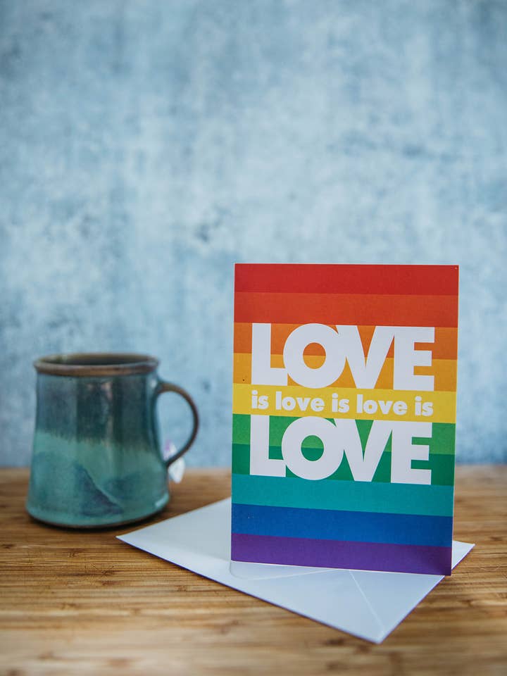 Love is Love is Love Wedding Greeting Card for wholesale by Dash of Pride, LLC