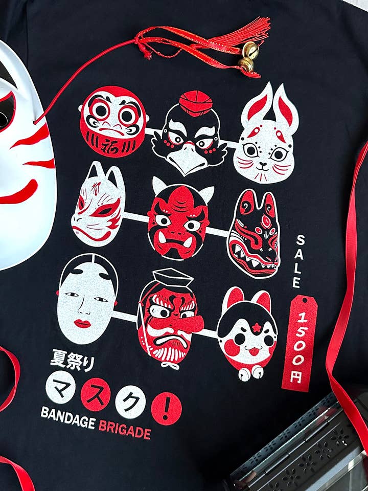 Bandage Brigade - Wholesale Screen Printed T-Shirt - Unisex - Matsuri Masks Tee3
