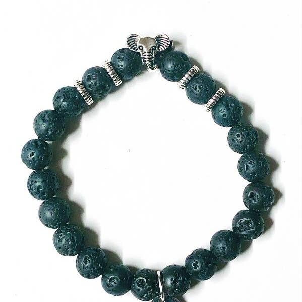 Silver Elephant 8mm Bead Bracelet for wholesale by Wilderbeest LLC