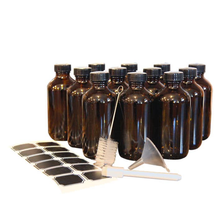 Nevlers - Wholesale Jar - Amber Glass Leak Proof Bottles with Twist Caps - 8oz (12pk)