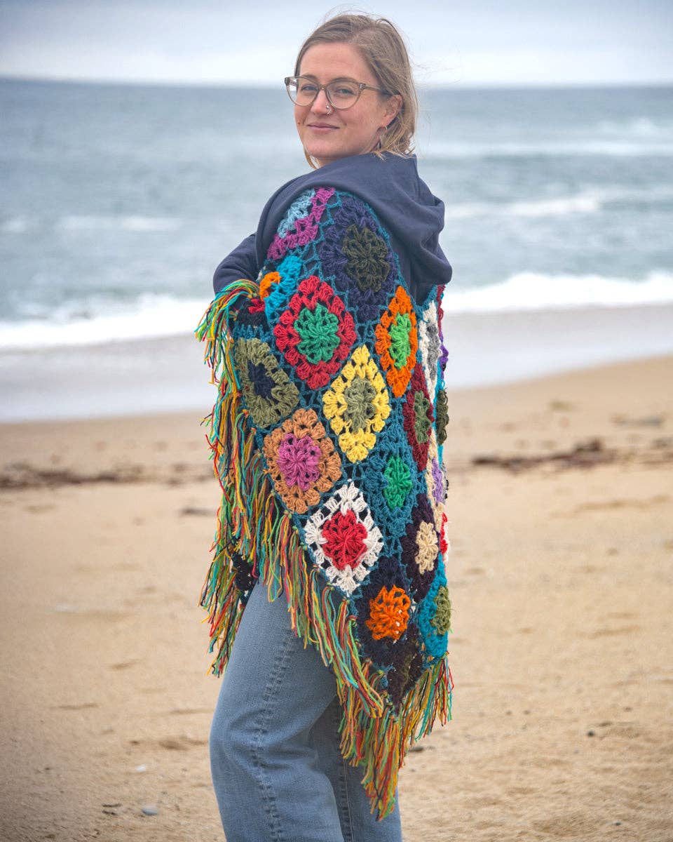 Zig Zag Asian Collection - Wholesale Poncho - Women's - Granny Square Poncho1