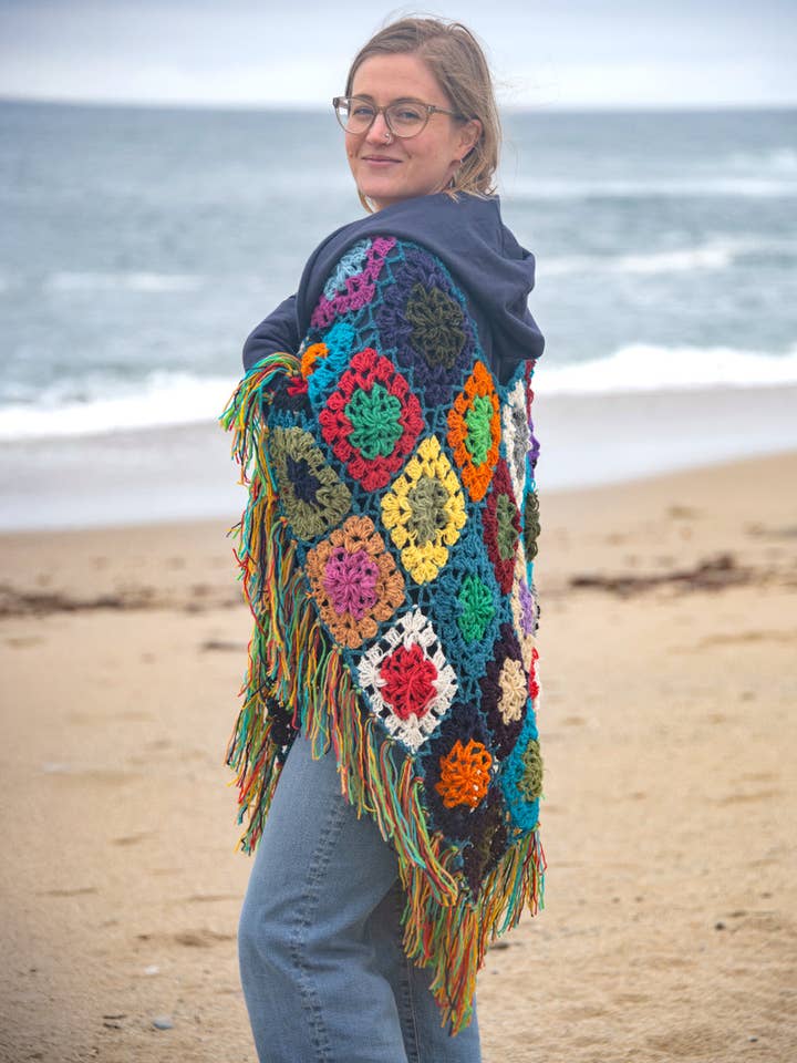 Zig Zag Asian Collection - Wholesale Poncho - Women's - Granny Square Poncho1