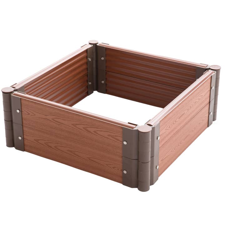 Quickway Imports – suporte para vasos de plantas por atacado – Caixa de plantador de flores de cama de jardim ao ar livre com aparência de madeira13