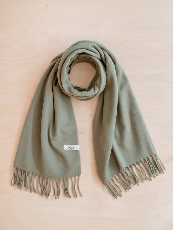Lambswool Blanket Scarf in Olive for wholesale by TBCo
