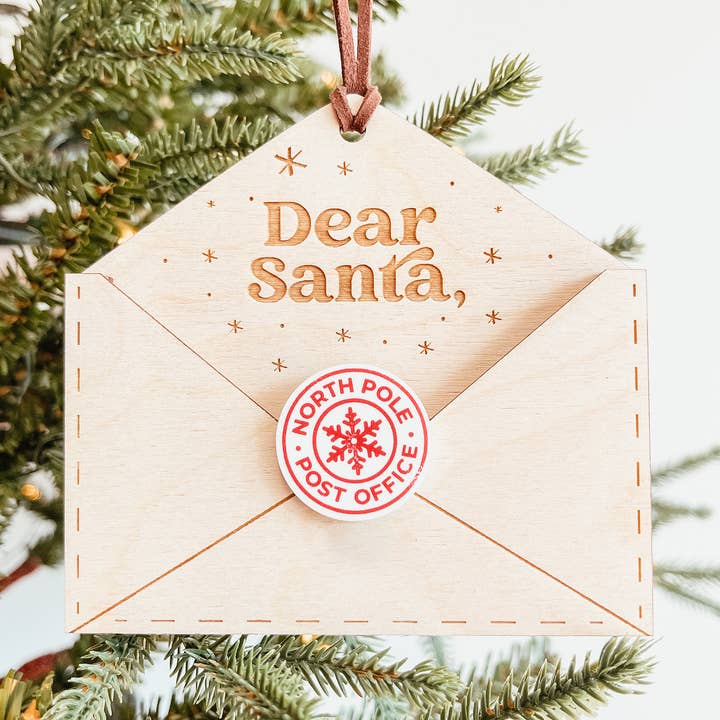 Letter To Santa Wooden Christmas Ornament for wholesale by Knotty Design Co.