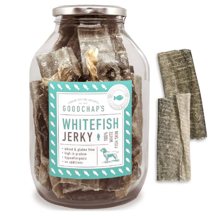 Goodchap's - Wholesale Pet Treats - Dog - Whitefish Jerky Jar Refill | Reduced plastic free packaging