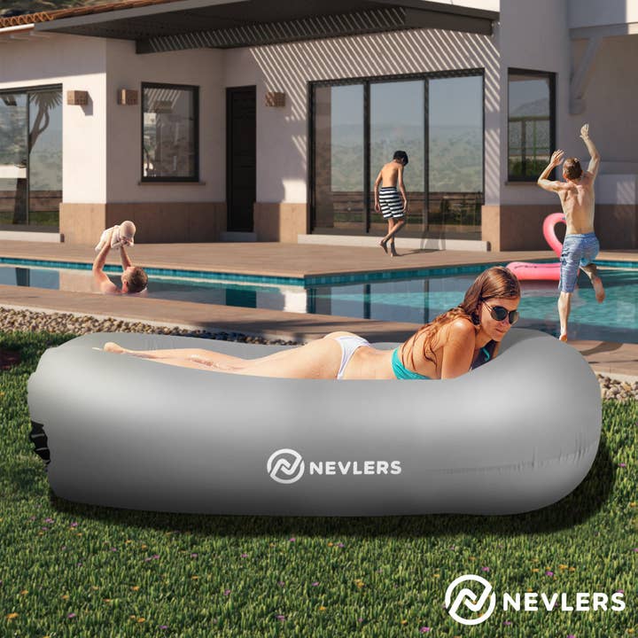 Nevlers - Wholesale Inflatables - Nevlers 2 Pack Inflatable Lounger - Blue and Gray