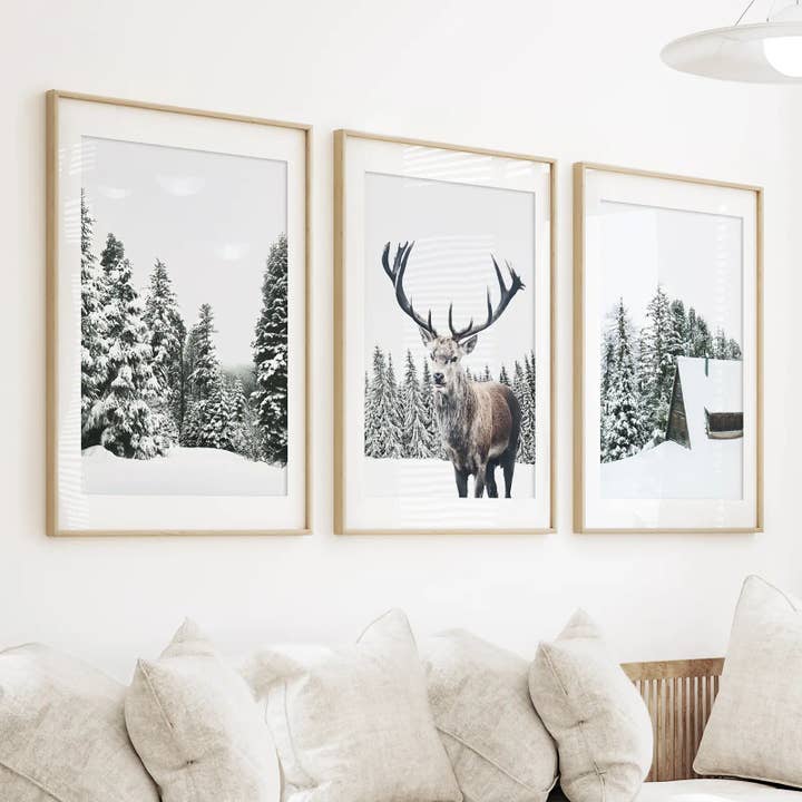 Art Lane - Wholesale Gallery Wall Set - Christmas Wall Art. Winter Forest, Log Cabin, Reindeer6
