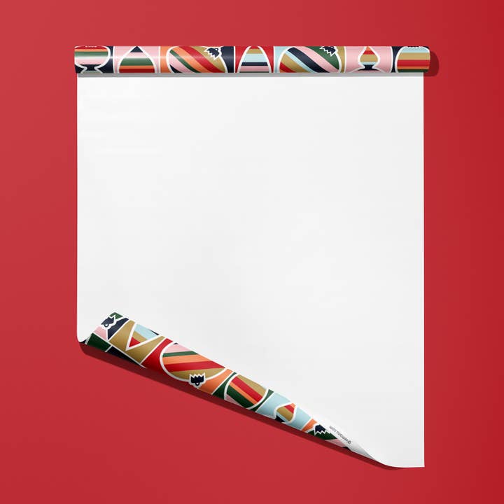 MASU - Wholesale Flat Wrap - Striped Christmas Ornaments Recycled Wrapping Paper5