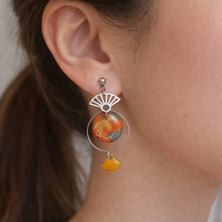 Pequenos Brincos Assimétricos com papel por atacado de MayaGami Création