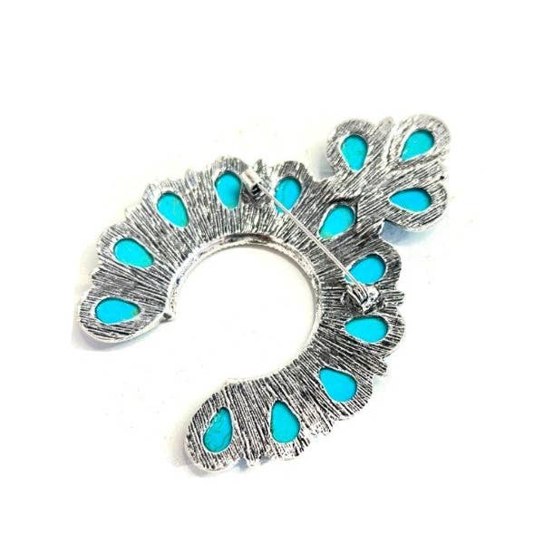 Snowing West - Wholesale Hat Accessory - Women's - WESTERN SQUASH BLOSSOM TURQUOISE HAT PIN1