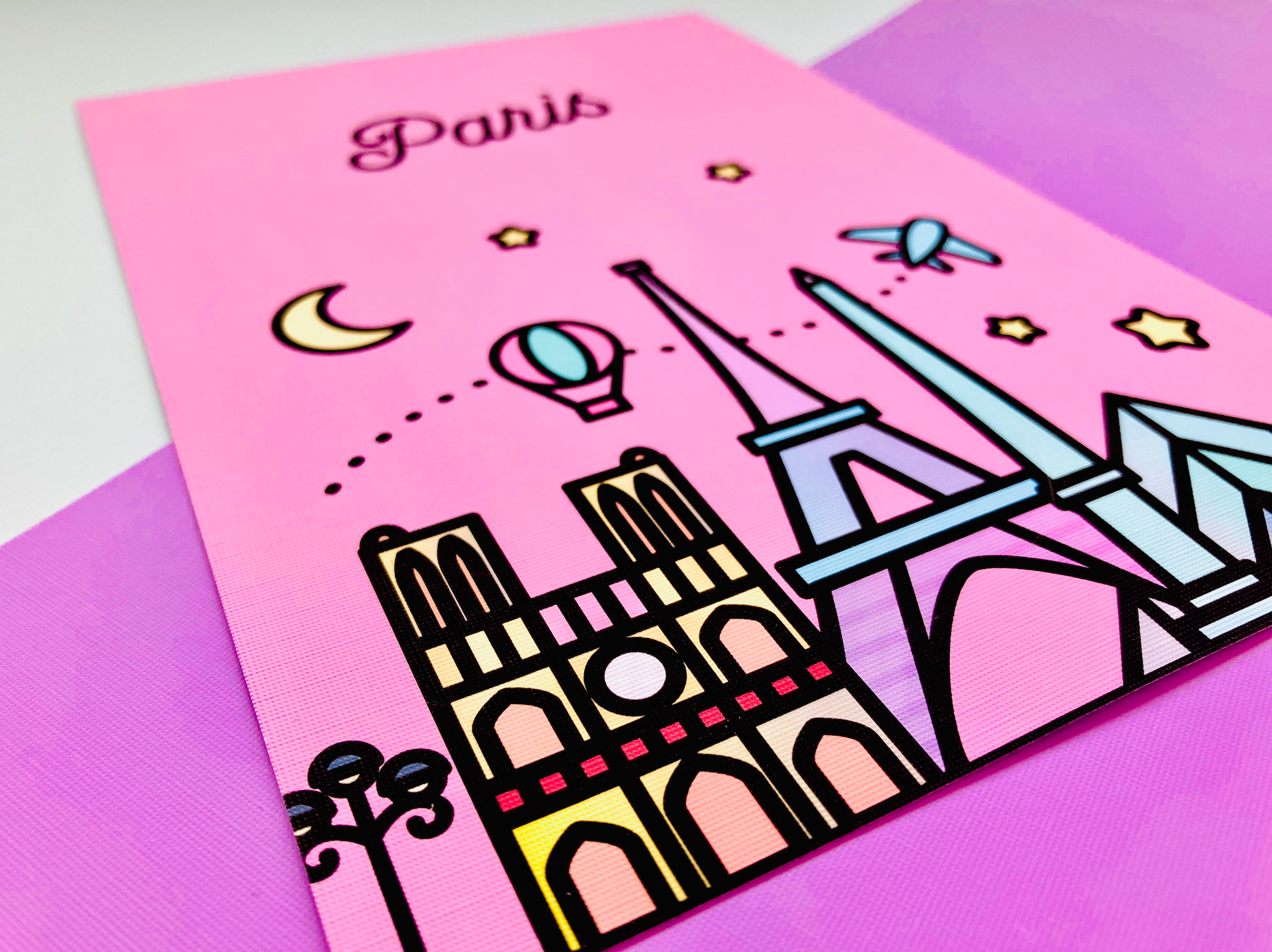CoconuTacha - Wholesale Art Print - Pink Paris Skyline Art Print1