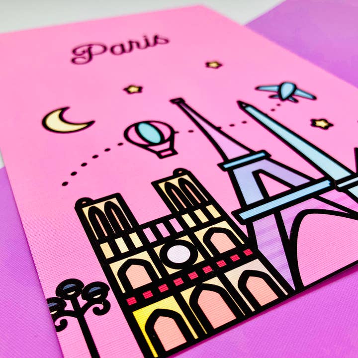 CoconuTacha - Wholesale Art Print - Pink Paris Skyline Art Print1