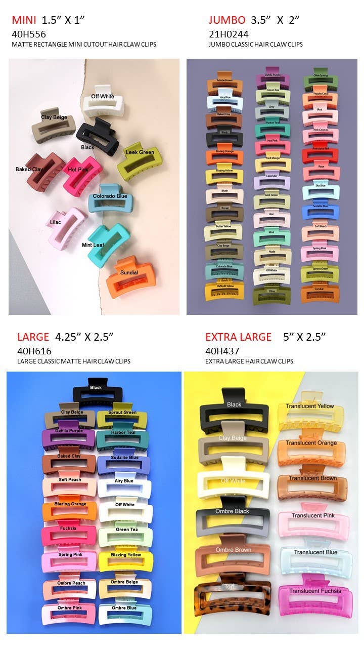 JOSSLYN by wall to wall - Wholesale Hair Clip - Women's - EXTRA LARGE HAIR CLAW CLIPS  | 40H43714